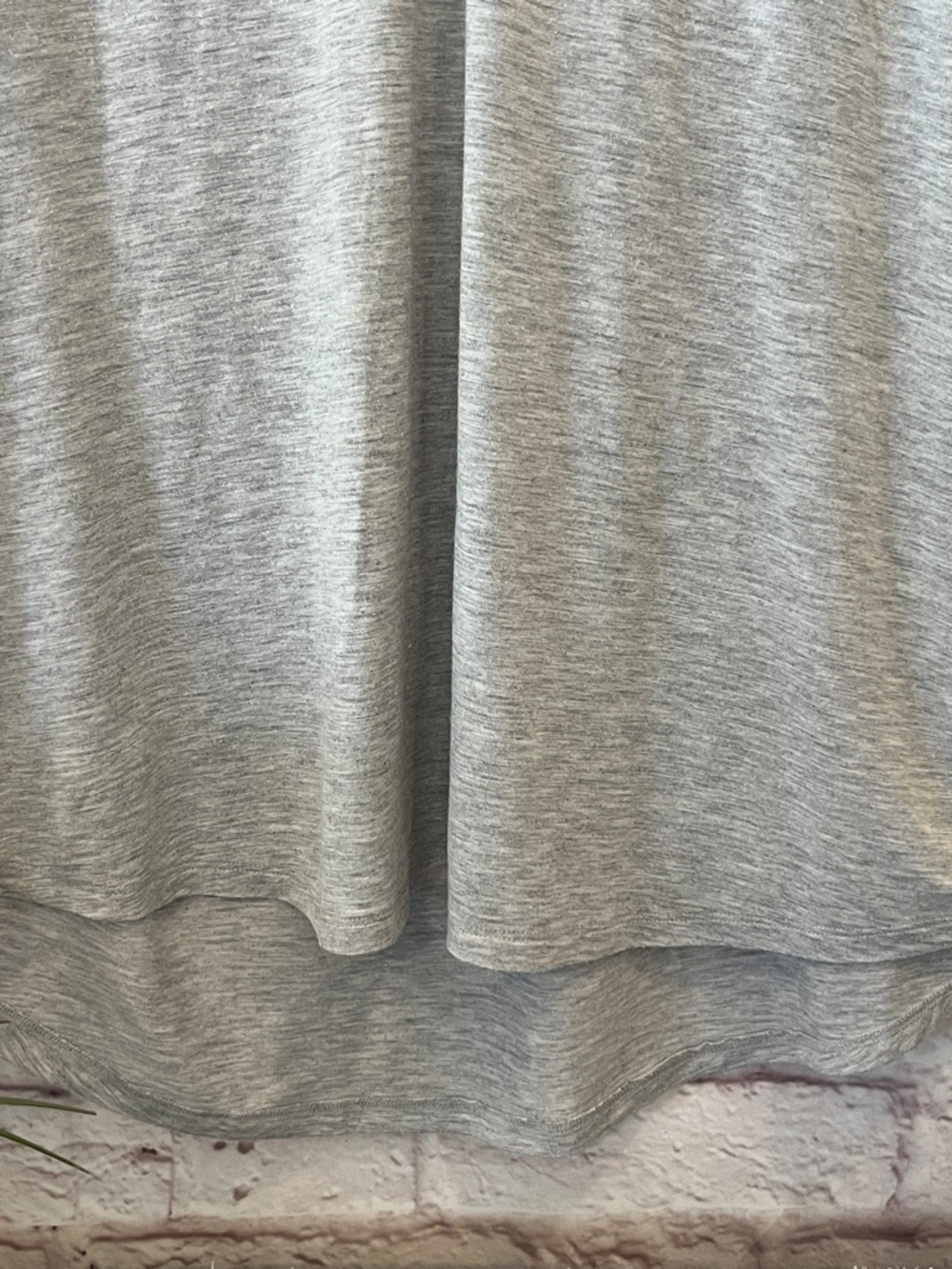 Democracy Light Gray V-Neck Short Sleeve Top with Lace Trim - Picture 7 of 7